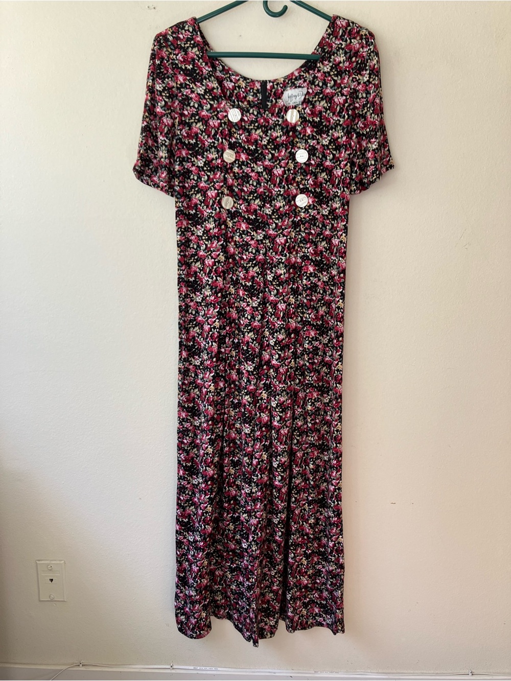 Vintage '90s Jeffrey & Dara Wide Leg Floral Jumpsuit Long Romper Grunge S/M